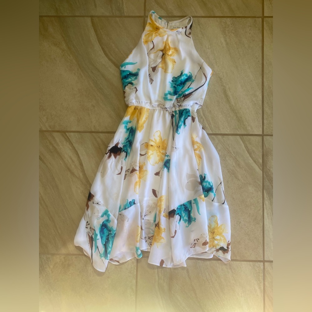 White floral dress.